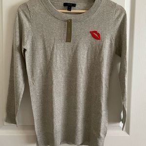 J Crew Tippi Sweater in Gray Lip Print XS
